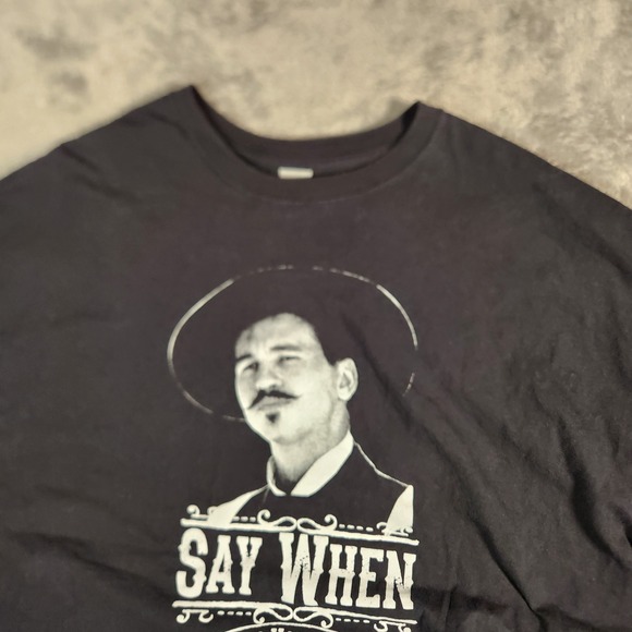 Gildan Doc Holliday T Shirt Mens 2XL Say When Graphic Black Movie Tee Quick Draw - Picture 3 of 9